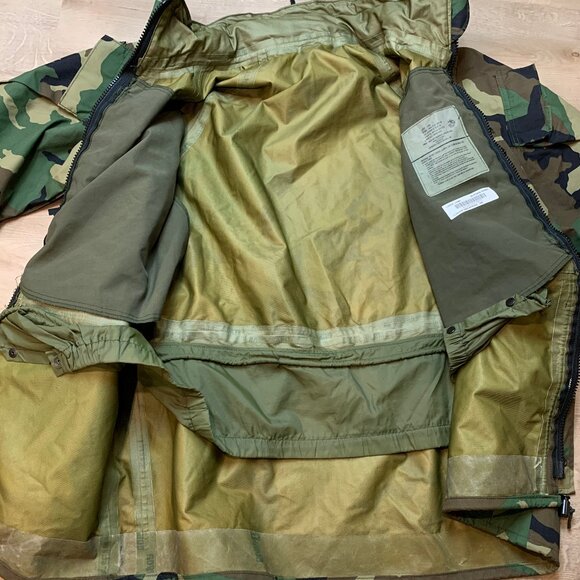 US Military Camouflage Full Zip Hooded Parka Jacket Long Large L Camo Goretex - Picture 2 of 5
